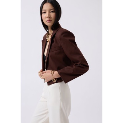 Crop Keten Blazer Ceket Crop Keten Blazer Ceket