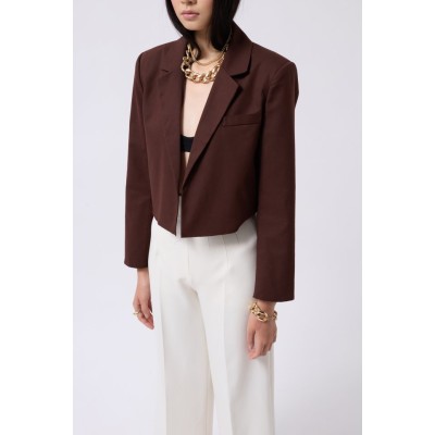 Crop Keten Blazer Ceket Crop Keten Blazer Ceket