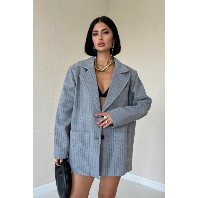 Gri Çizgili Oversize Ceket Gri Çizgili Oversize Ceket