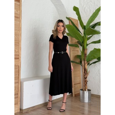 Kadın Kısa Kollu V Yaka Maxi Boy Elbise 124 Cm Kadın Kısa Kollu V Yaka Maxi Boy Elbise 124 Cm