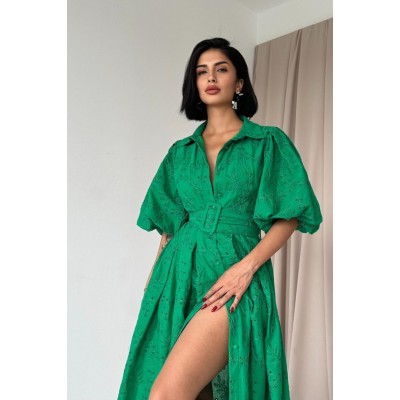 Yeşil Pileli Balkon Elbise Yeşil Pileli Balkon Elbise