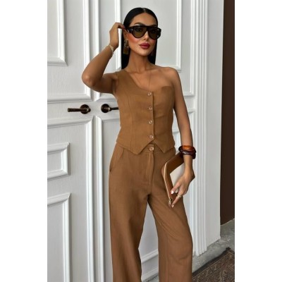 Tek Omuz Büstiyer Plazzo Pantolon Viscon Takım 10159 Tek Omuz Büstiyer Plazzo Pantolon Viscon Takım 10159