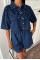 Taş Detaylı Gömlek Şort Denim Takım 10175 Taş Detaylı Gömlek Şort Denim Takım 10175