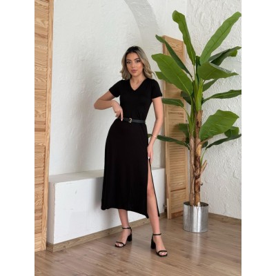 Kadın Kısa Kollu V Yaka Maxi Boy Elbise 124 Cm Kadın Kısa Kollu V Yaka Maxi Boy Elbise 124 Cm