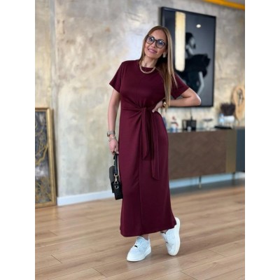Kadın Kısa Kollu Bisiklet Yaka Yandan Bağlamalı Viskon Iki Iplik Elbise Kadın Kısa Kollu Bisiklet Yaka Yandan Bağlamalı Viskon Iki Iplik Elbise