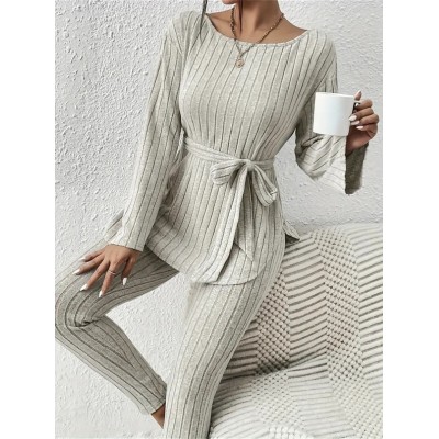 Kadın Uzun Kollu Tek Omuzu Açık Belden Kuşaklı şardonlu Kaşkorse Bluz Ve Tayt Pantolon Kadın Uzun Kollu Tek Omuzu Açık Belden Kuşaklı şardonlu Kaşkorse Bluz Ve Tayt Pantolon