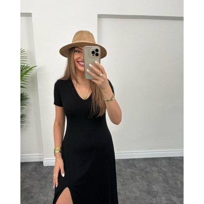 Kadın Kısa Kollu V Yaka Maxi Boy Elbise 124 Cm Kadın Kısa Kollu V Yaka Maxi Boy Elbise 124 Cm