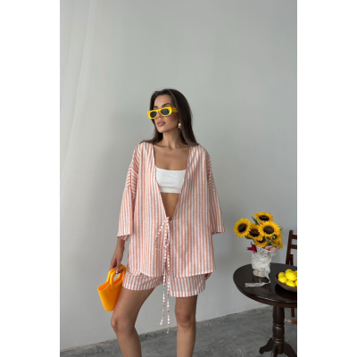 ÇİZGİLİ TUNİK - ŞORT TAKIM - Orange ÇİZGİLİ TUNİK - ŞORT TAKIM - Orange