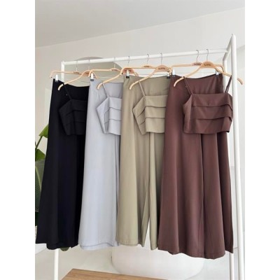 Crop Plazzo Pantolon Takım 10155-08 Crop Plazzo Pantolon Takım 10155-08