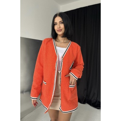 Oranj Şeritli Bukle Hırka Oranj Şeritli Bukle Hırka