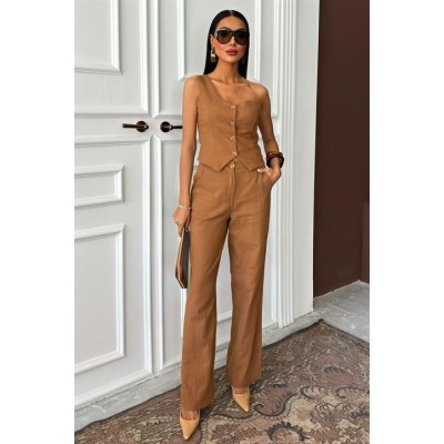 Tek Omuz Büstiyer Plazzo Pantolon Viscon Takım 10159 Tek Omuz Büstiyer Plazzo Pantolon Viscon Takım 10159