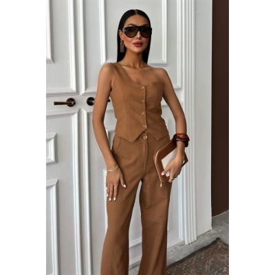 Tek Omuz Büstiyer Plazzo Pantolon Viscon Takım 10159 Tek Omuz Büstiyer Plazzo Pantolon Viscon Takım 10159