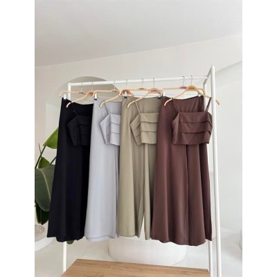 Crop Plazzo Pantolon Takım 10155-08 Crop Plazzo Pantolon Takım 10155-08