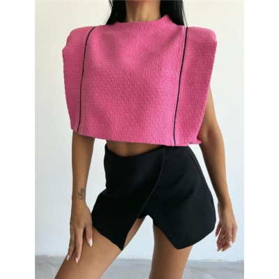 CHANEL VATKALI CROP BLUZ - Fuşya CHANEL VATKALI CROP BLUZ - Fuşya