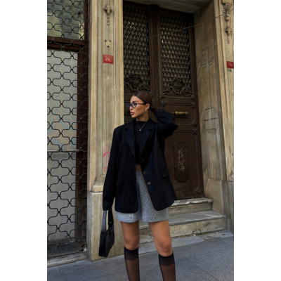 SÜET BLAZER CEKET 3 DÜĞME - Siyah SÜET BLAZER CEKET 3 DÜĞME - Siyah