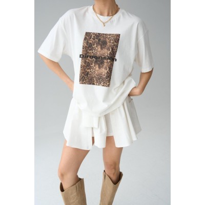 Leopar Baskı T-Shirt - Krem Leopar Baskı T-Shirt - Krem