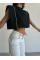 CHANEL VATKALI CROP BLUZ - Siyah CHANEL VATKALI CROP BLUZ - Siyah