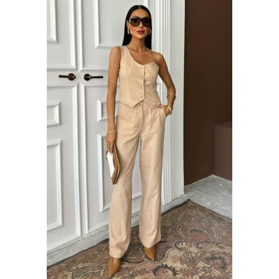 Tek Omuz Büstiyer Plazzo Pantolon Viscon Takım 10159 Tek Omuz Büstiyer Plazzo Pantolon Viscon Takım 10159