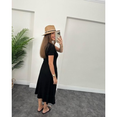Kadın Kısa Kollu V Yaka Maxi Boy Elbise 124 Cm Kadın Kısa Kollu V Yaka Maxi Boy Elbise 124 Cm