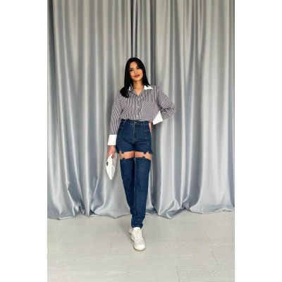 Mavi Askılı İki Parça Jeans Pantolon Mavi Askılı İki Parça Jeans Pantolon