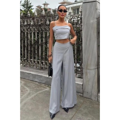 Crop Plazzo Pantolon Takım 10155-08 Crop Plazzo Pantolon Takım 10155-08