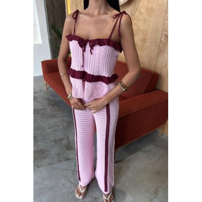 Askılı Bluz Pantolon Triko Takım 10114 Askılı Bluz Pantolon Triko Takım 10114