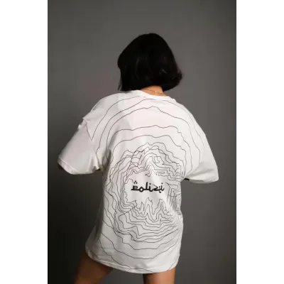 Bisiklet Yakalı Sırt Baskılı Oversize T-Shirt - Beyaz Bisiklet Yakalı Sırt Baskılı Oversize T-Shirt - Beyaz