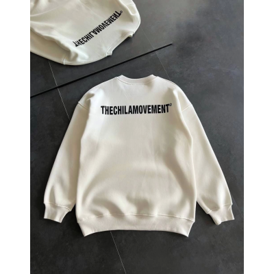 Kışlık Bisiklet Yaka Oversize Baskılı SweatShirt - Beyaz Kışlık Bisiklet Yaka Oversize Baskılı SweatShirt - Beyaz