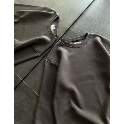 Kışlık Bisiklet Yaka Üç İplik Basic SweatShirt - Füme Kışlık Bisiklet Yaka Üç İplik Basic SweatShirt - Füme