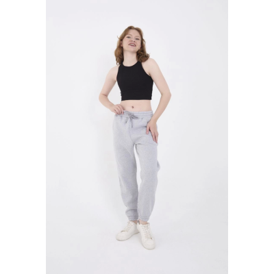 Üç İplik Basic Lastikli Eşofman Pantolon - Gri Üç İplik Basic Lastikli Eşofman Pantolon - Gri