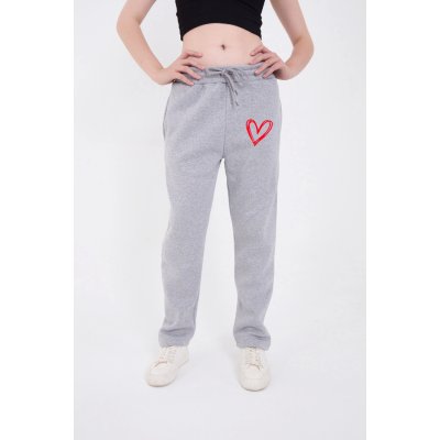 Oversize Boru Paça Baskılı Eşofman Pantolon - Gri Oversize Boru Paça Baskılı Eşofman Pantolon - Gri