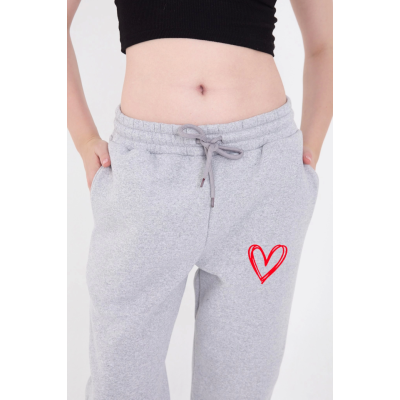 Oversize Boru Paça Baskılı Eşofman Pantolon - Gri Oversize Boru Paça Baskılı Eşofman Pantolon - Gri