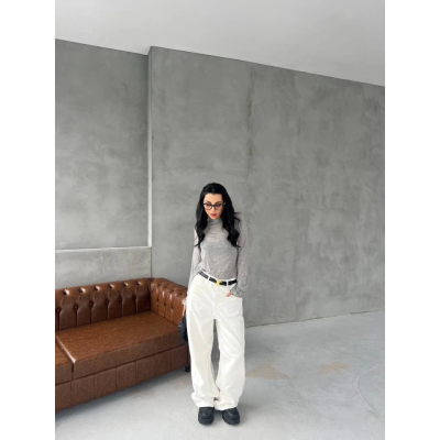 Bisiklet Yaka Uzun Kollu Crop - Gri Bisiklet Yaka Uzun Kollu Crop - Gri