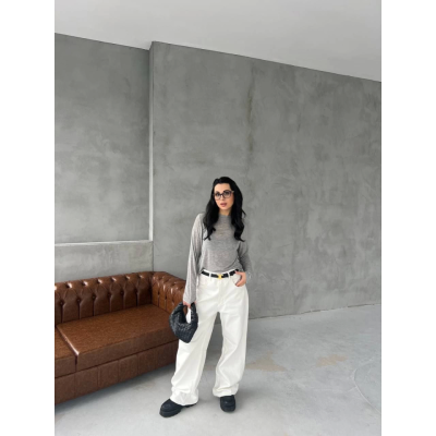 Bisiklet Yaka Uzun Kollu Crop - Gri Bisiklet Yaka Uzun Kollu Crop - Gri