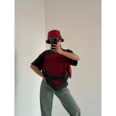 Bisiklet Yaka Yıkamalı Baskılı T-Shirt - Antrasit Bisiklet Yaka Yıkamalı Baskılı T-Shirt - Antrasit