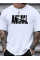 Baskılı Oversize Bisiklet Yaka T-shirt - Beyaz