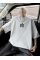 Baskılı Oversize Bisiklet Yaka T-shirt - Beyaz