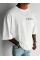 Baskılı Oversize Bisiklet Yaka T-shirt - Beyaz