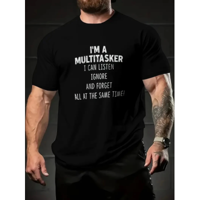 Baskılı Oversize Bisiklet Yaka T-shirt - Siyah