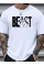 Baskılı Oversize Bisiklet Yaka T-shirt - Beyaz