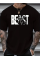 Baskılı Oversize Bisiklet Yaka T-shirt - Siyah