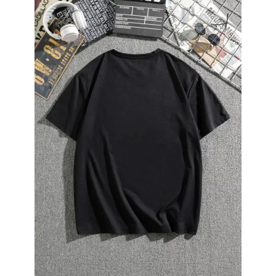 Erkek Dağ Grafikli Tişört, Yaz Için Büyük Beden Rahat T-shirt - Siyah Erkek Dağ Grafikli Tişört, Yaz Için Büyük Beden Rahat T-shirt - Siyah