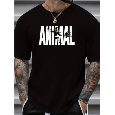 ANIMAL Desen Baskı Erkek Oversive Tişört, Grafik Tişört Erkek Yazlık Outdoor Kıyafetleri, Sporda Ve Günlük Giyime Uygun - Siyah ANIMAL Desen Baskı Erkek Oversive Tişört, Grafik Tişört Erkek Yazlık Outdoor Kıyafetleri, Sporda Ve Günlük Giyime Uygun - Siyah