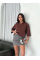 Crop Yakalı Gömlek Üç Çeyrek Sleeve Kol - Kahverengi Crop Yakalı Gömlek Üç Çeyrek Sleeve Kol - Kahverengi