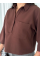 Crop Yakalı Gömlek Üç Çeyrek Sleeve Kol - Kahverengi Crop Yakalı Gömlek Üç Çeyrek Sleeve Kol - Kahverengi