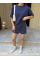 Osy Modal Yumuşak Dokulu Kumaş Parçalı Bisiklet Yaka T-shirt Mini Şortlu Etek İkili Takım -Lacivert Osy Modal Yumuşak Dokulu Kumaş Parçalı Bisiklet Yaka T-shirt Mini Şortlu Etek İkili Takım -Lacivert