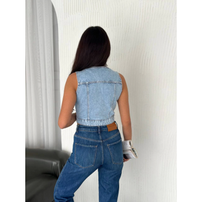 Kot Jeans Yelek - Buz Mavisi Kot Jeans Yelek - Buz Mavisi