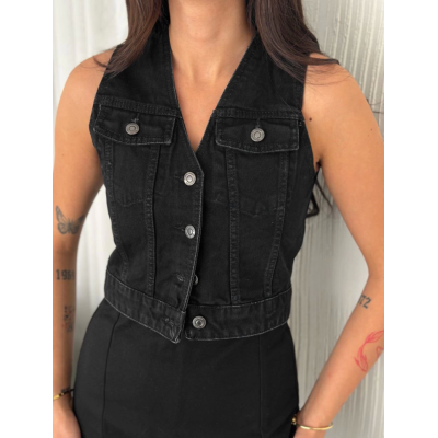 Kot Jeans Yelek - Siyah Kot Jeans Yelek - Siyah